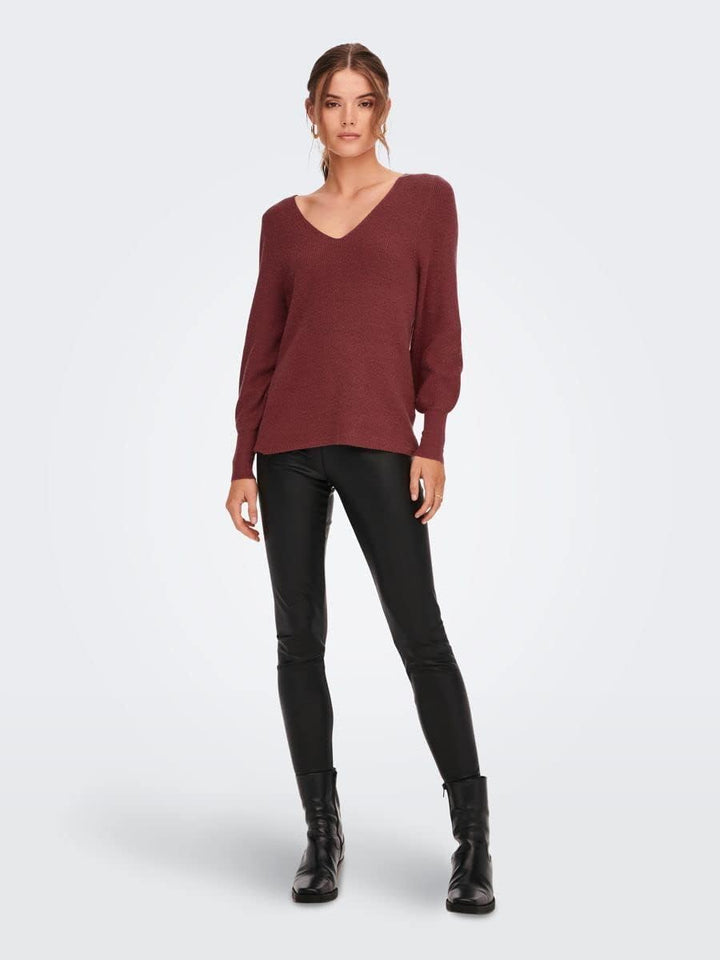 ONLY Female Strickpullover ONLATIA Strickpullover S Mineral Red/Detail:w. Melange, S Mineral Red/Det