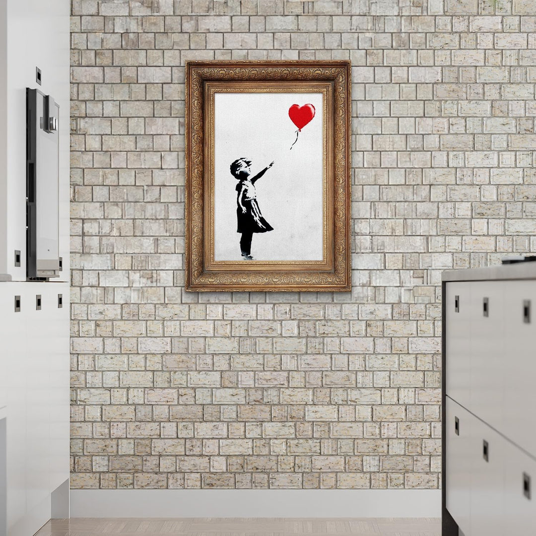 Giallobus - Gemälde - Banksy - - Standardleinwand - 70x100-17 - Baby Mädchen Ballonrahmen - Bereit z