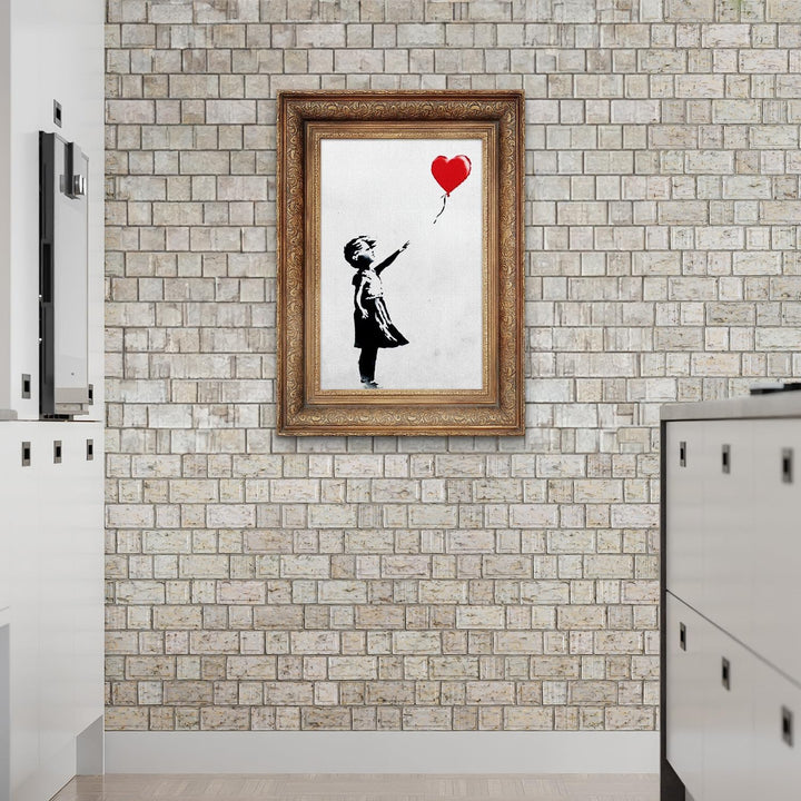 Giallobus - Gemälde - Banksy - - Standardleinwand - 70x100-17 - Baby Mädchen Ballonrahmen - Bereit z