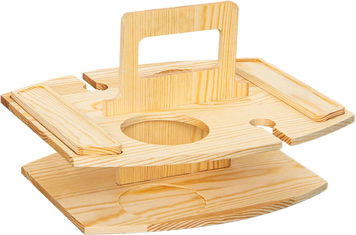 Tragbarer Picknicktisch, Picknicktisch aus Holz, abnehmbarer Weintisch mit 2 Glashaltern und Snackta