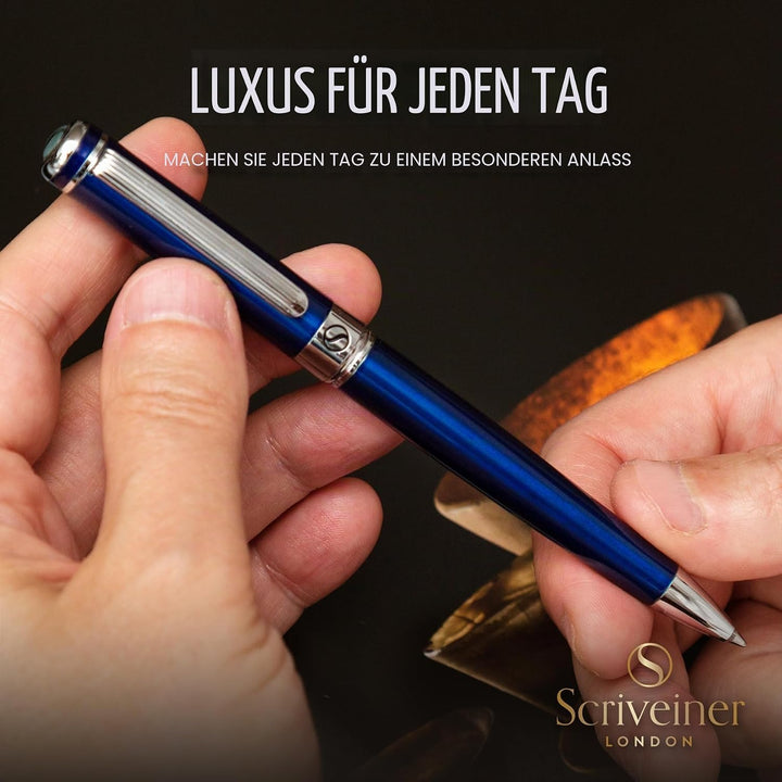 Scriveiner Kugelschreiber Midnight Blue - Hochwertiger Design Kugelschreiber in Mitternachtsblau mit