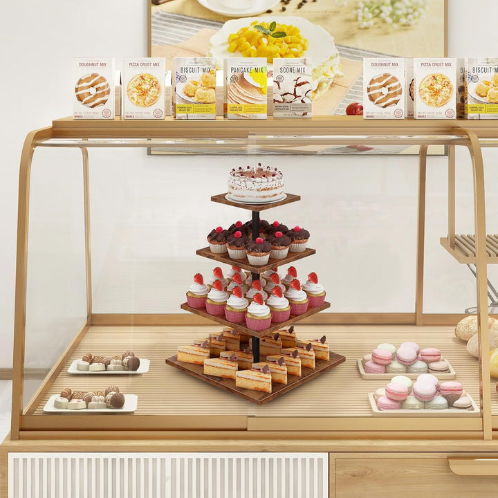 ELITEROO Cupcake-Ständer mit 4 Ebenen, 360 Grad drehbarer Cupcake-Ständer für 50 Cupcakes, quadratis
