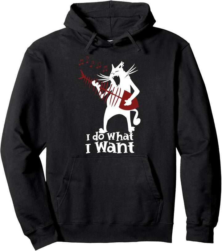 Ich mache was ich will Rock and Roll Katze Fischgitarre Pullover Hoodie