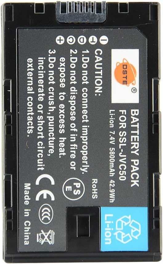 DSTE Ersatz-Akku für SLR-Kameras JVC SSL-JVC50, HM600, HM650, GY-LS300
