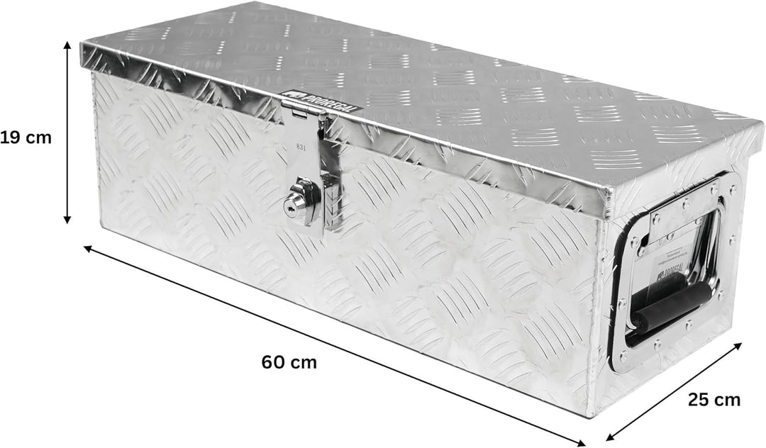 PROREGAL Deichselbox TITAN Anhängerbox für PKW Anhänger Alubox abschliessbar mit Deckel & 2 Schlüsse