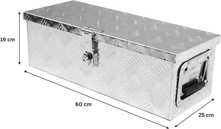 PROREGAL Deichselbox TITAN Anhängerbox für PKW Anhänger Alubox abschliessbar mit Deckel & 2 Schlüsse