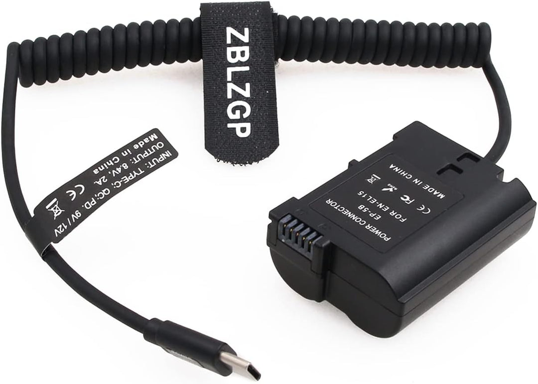 ZBLZGP EN-EL15/EP-5B Dummy-Akku mit USB Typ-C Anschluss für Nikon D7000 D7100 D7200 D7500 D500 D610