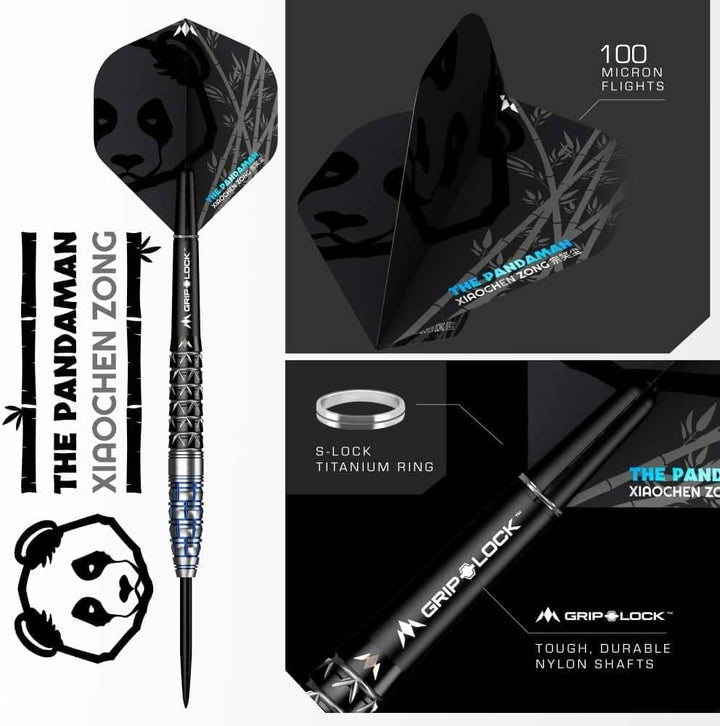 Mission Darts Xiaochen Zong The Panda Man | Dart-Set mit Premium 95% Tungsten Barrel und Stahlspitze