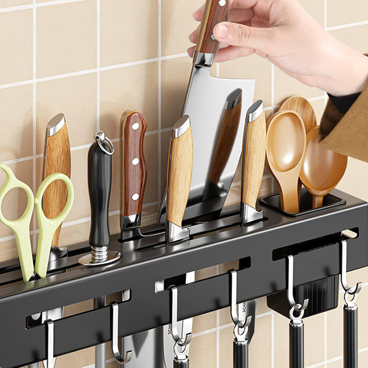 VBNZBK Rostfreier Stahl Hakenleiste Küche, Wandmontiertes Küchenutensilien Organizer Rack mit 6 Hake