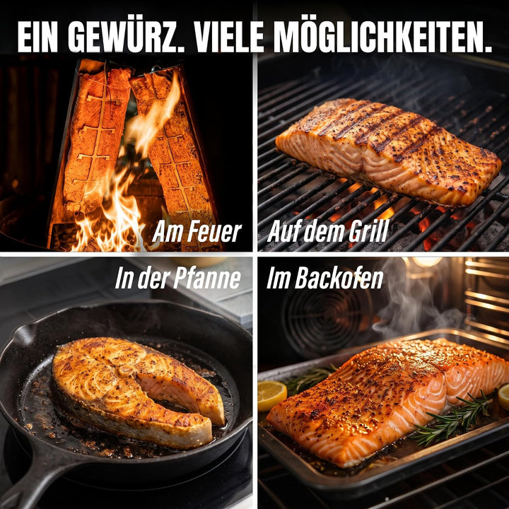 WAT NE WÜRZE Flammlachs Gewürz 300 g | Gewürzmischung für Lachs am Feuer, Fisch, Stremellachs & Stec