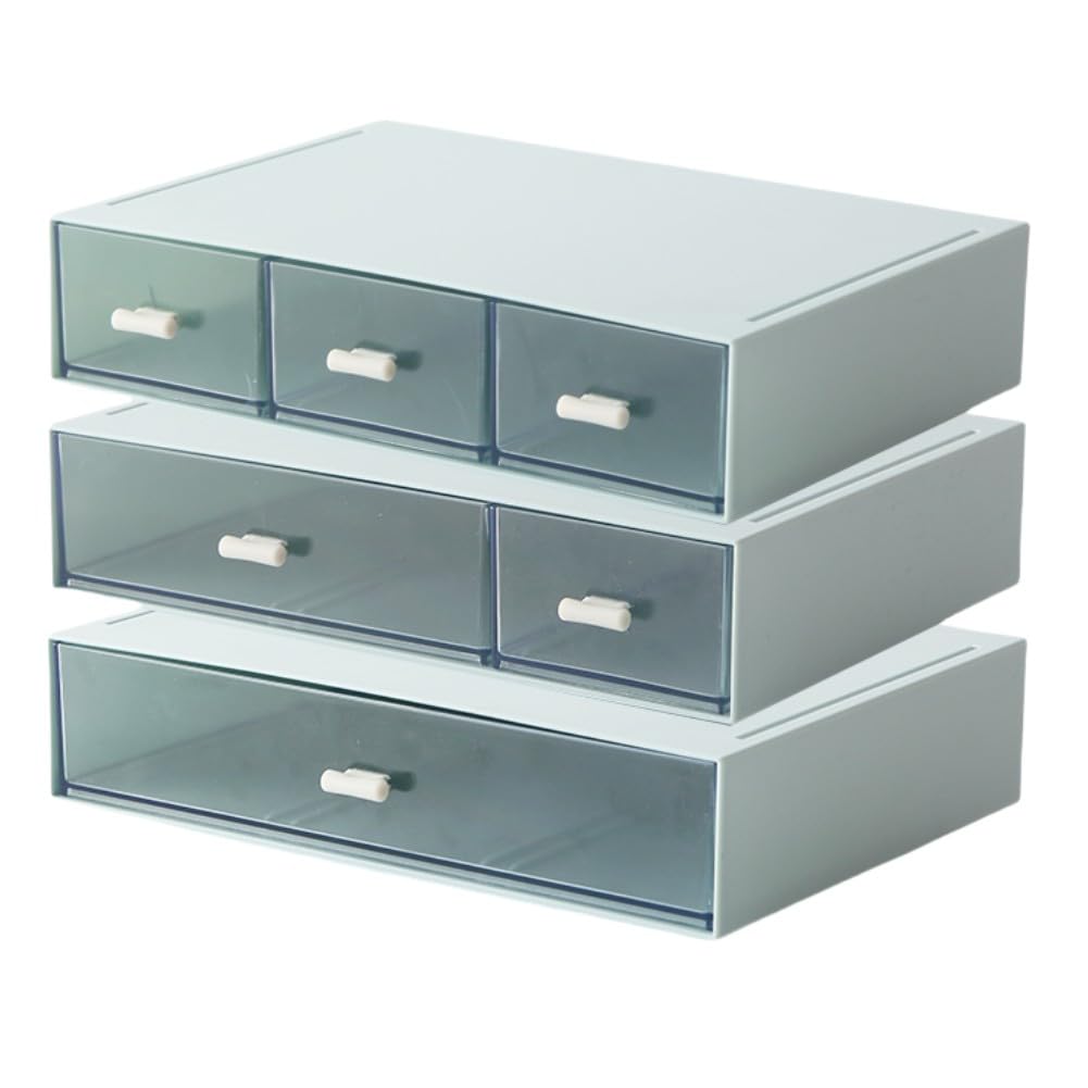 Aufbewahrungsbox mit 6 Schubladen, Stapelbar Desktop Handwerk Schublade Schrank, Klare Schreibtisch