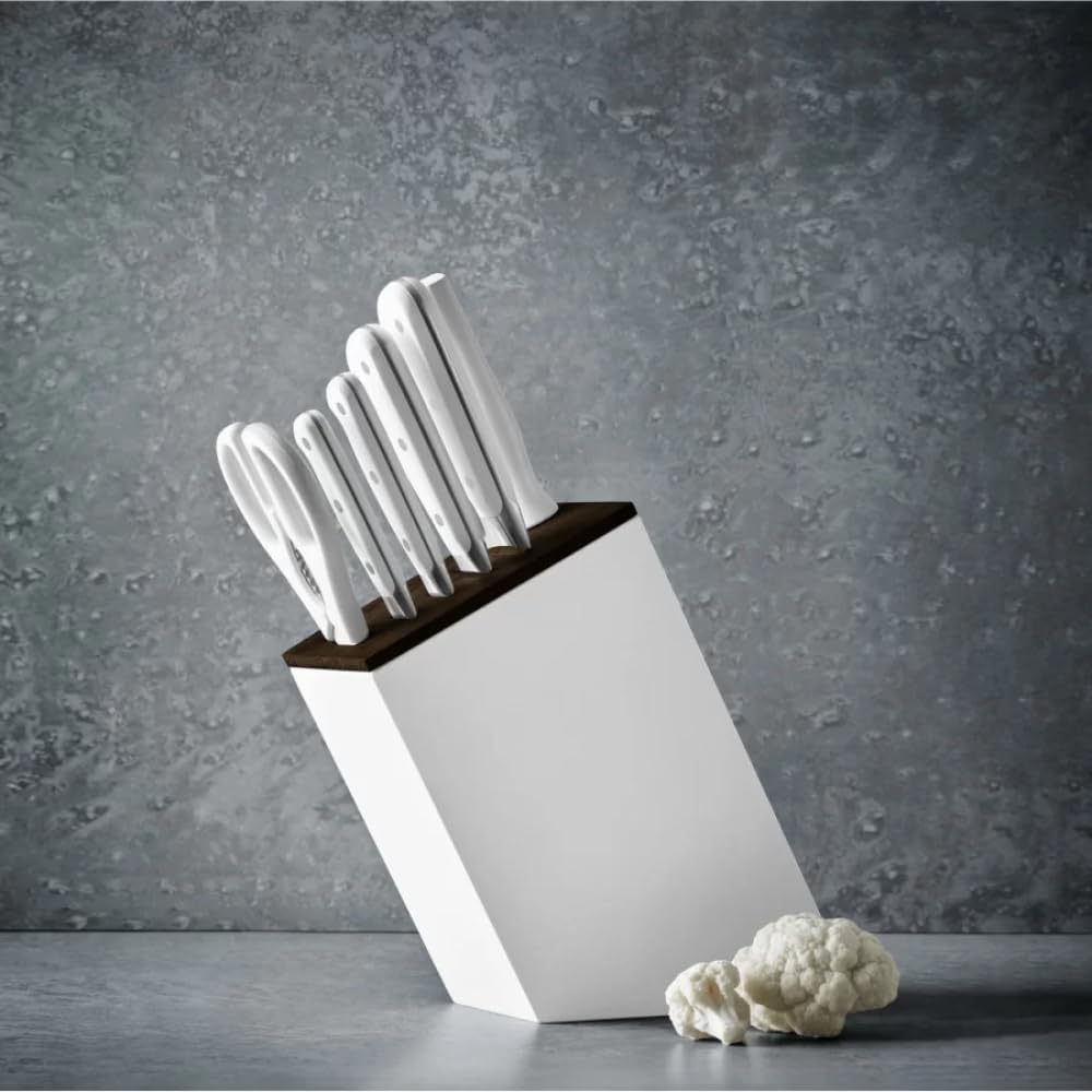WÜSTHOF Classic White Messerblock mit 6 Artikeln 6-teilig, inkl. Santoku, 6-teilig, inkl. Santoku