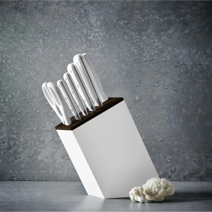 WÜSTHOF Classic White Messerblock mit 6 Artikeln 6-teilig, inkl. Santoku, 6-teilig, inkl. Santoku