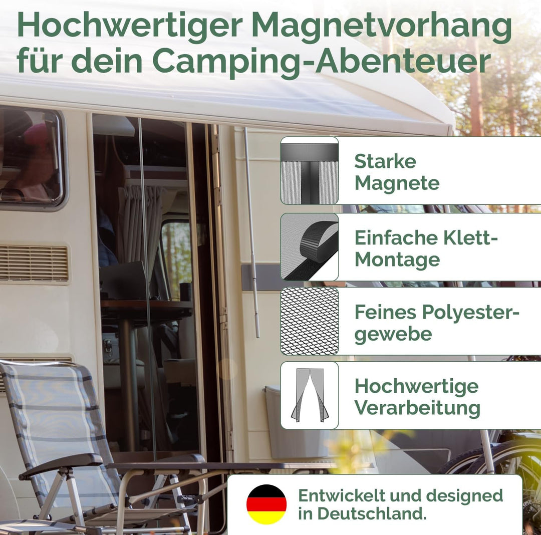 Nematek - Fliegengitter Balkontür 60x200 cm - hochwertige Magnet Fliegengitter Tür für Wohnwagen, Wo