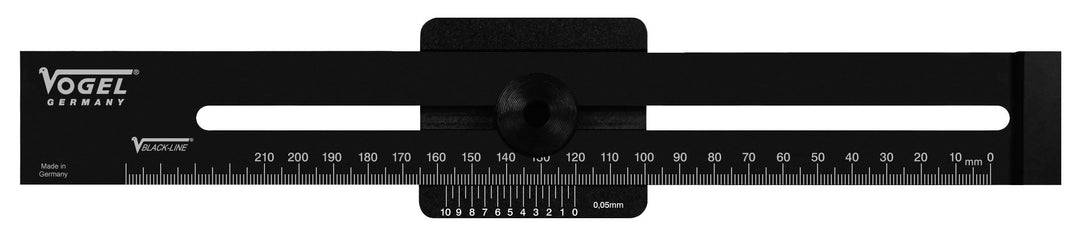 Vogel Germany Streichmass, Anschlaglineal, Dur-Aluminium, "BLACK-LINE" (Messbereich 300 mm, Ablesung
