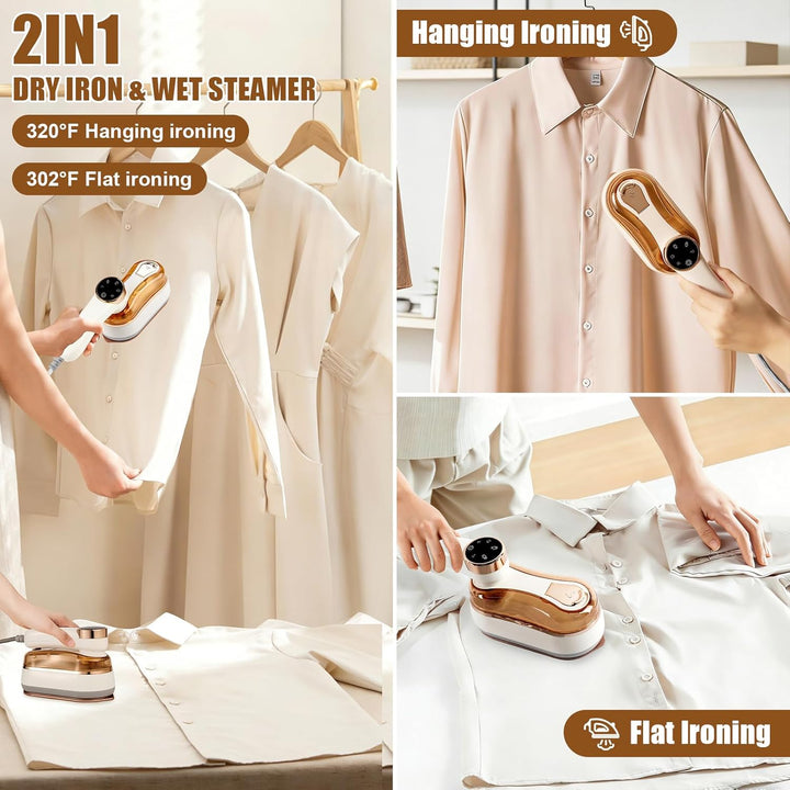 Mini Reisebügeleisen Dampf, Mini Bügeleisen Reise Klappbar, Steamer Dampfglätter, 1200W Steamer Damp