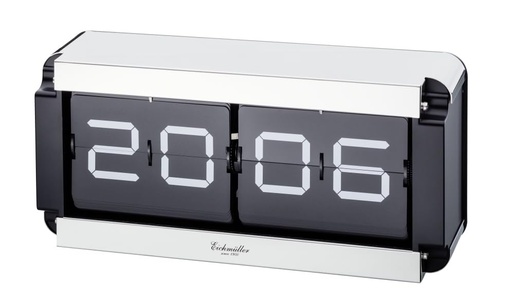 Eichmüller since 1950 Retro Flip Uhr - schwarz Silber