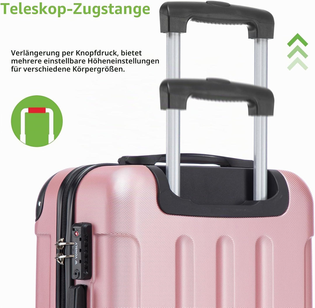 Suitcase, TSA-Schloss YKK-Reissverschluss Reisekoffer, Hartschalenkoffer, Gepäck Trolley, 4 Rollen R