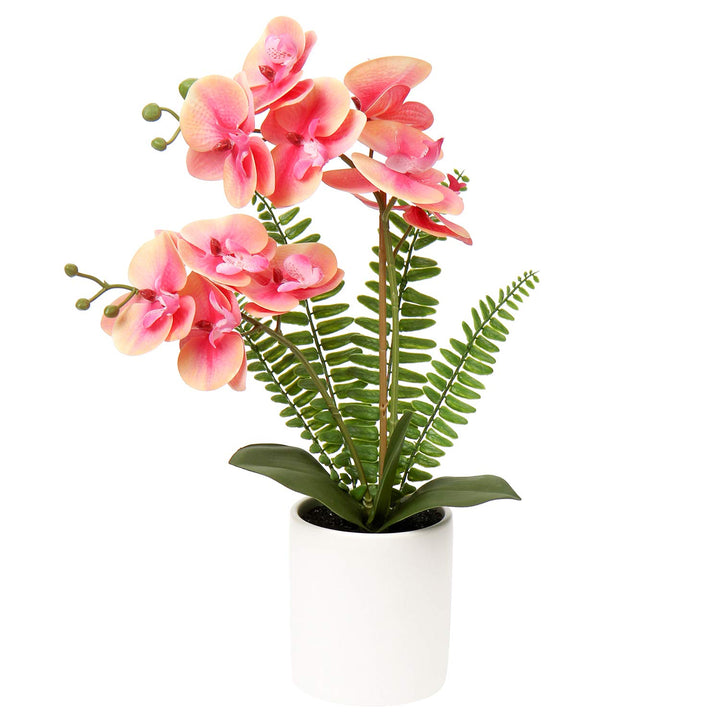 Kunstblume Orchidee Künstlich Phalenopsis Blumen im Keramiktopf Kunstpflanze für Home Office Hochzei