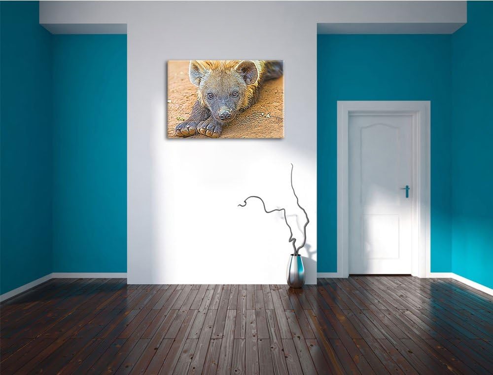 niedliche Hyäne Deluxe Format: 100x70 cm auf Leinwand, XXL riesige Bilder fertig gerahmt mit Keilrah