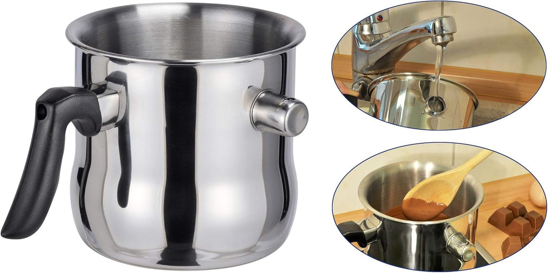 Spetebo Edelstahl Wasserbad- und Simmertopf 1,2 Liter - Milchtopf doppelwandig - Edelstahltopf zum e