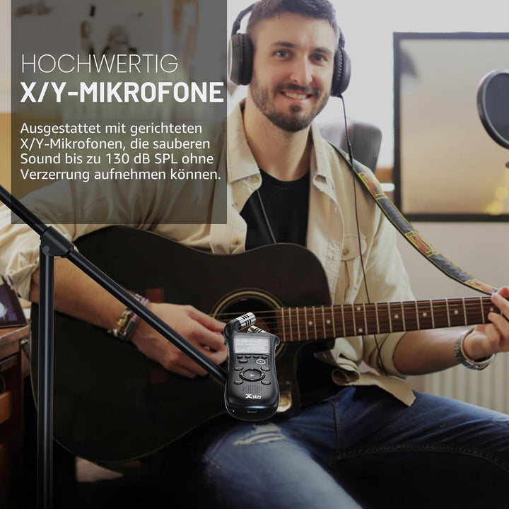 Xvive - XV1-R Digitaler Handheld-Recorder mit integrierten Mikrofonen - WAV-Aufnahme Mono Stereo