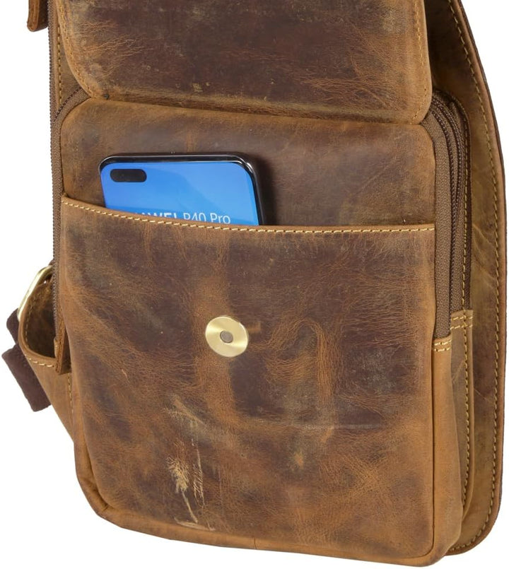 Greenburry Vintage Body-Crossover Bag-4 1559, Umhängetasche Braun, Braun