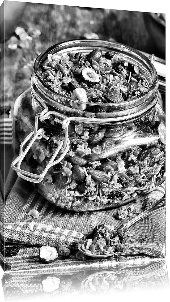 Pixxprint Honig Müsli im Glas als Leinwandbild | Grösse: 100x70 cm | Wandbild | Kunstdruck | fertig