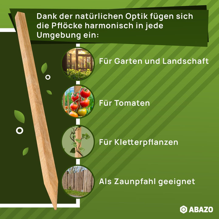 Buchenholz Holzpflöcke &amp; Holzpfähle Quadratisch 25 Stück - Längen 30 cm - Ideal für Zaunpfosten, Zau