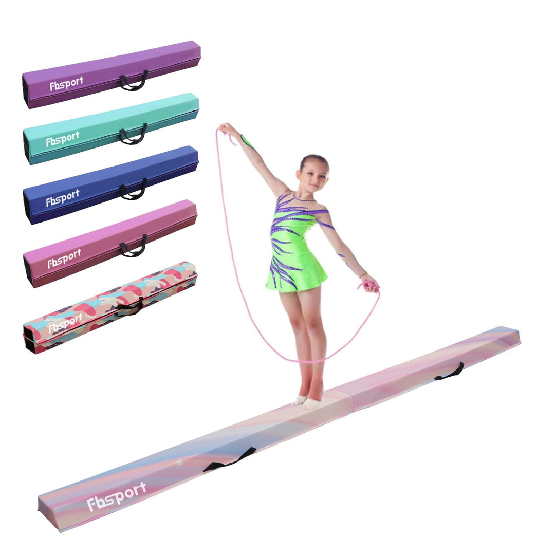 FBSPORT Schwebebalken Kinder 240/270/300 cm Faltbarer Balken Turnen Balance Beam für Zuhause Trainin