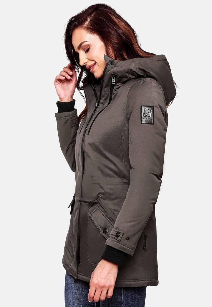 Navahoo Damen Warmer Winter Kurzmantel Avrille II XS-XXL XS Anthracite, XS Anthracite
