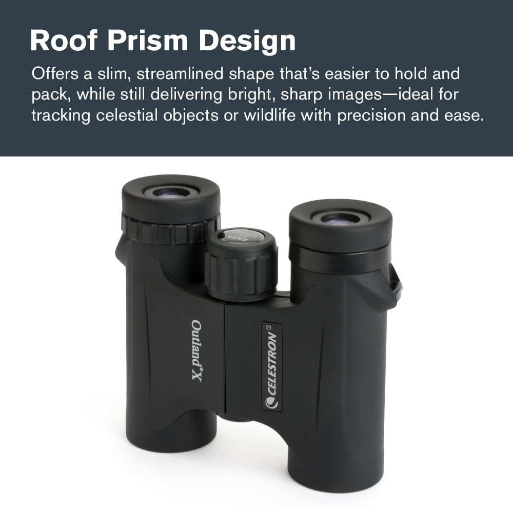 Celestron 71340 8 x 25 Outland X-Fernglas, Schwarz Outland X 8 x 25 Compact Roof Prism, Outland X 8