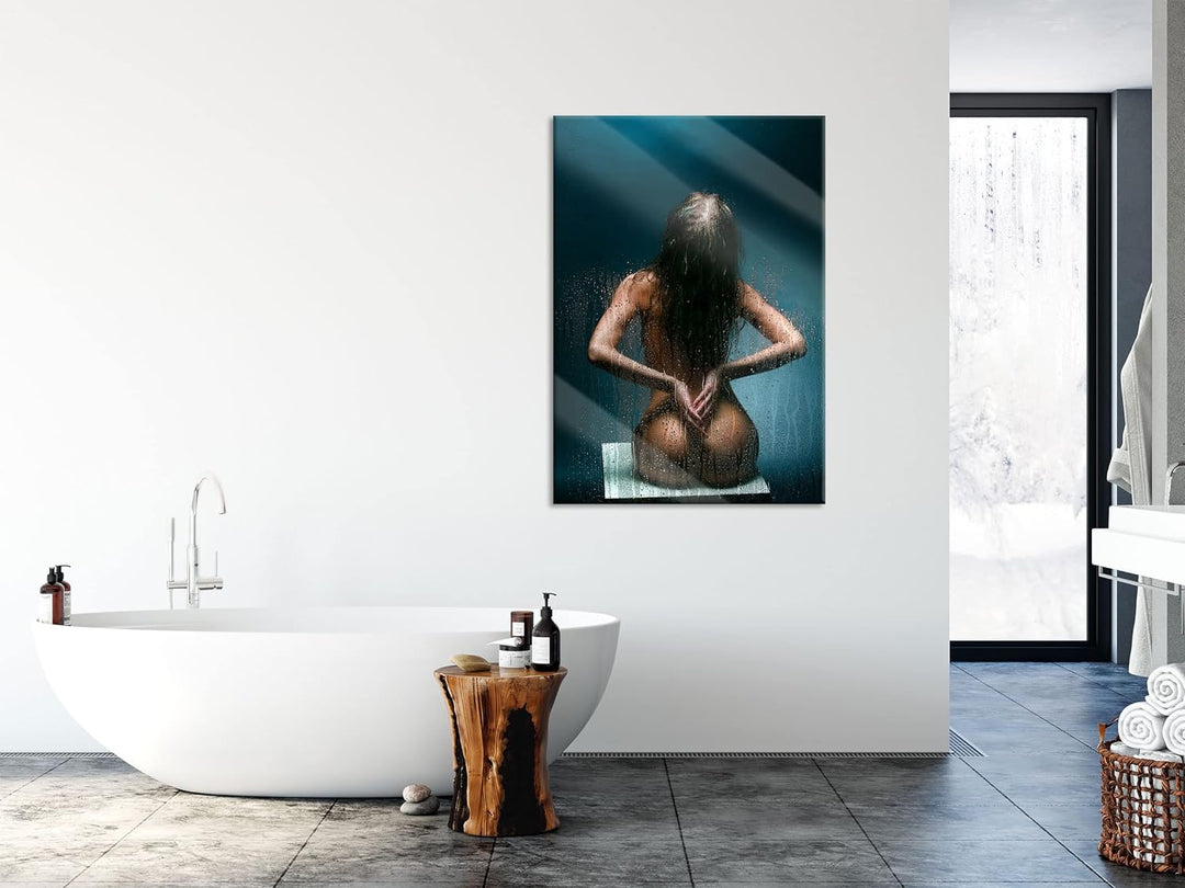 Pixxprint Glasbild | Wandbild aus Echtglas | Nackte Frau | 70x100 cm | inkl. Aufhängung und Abstands