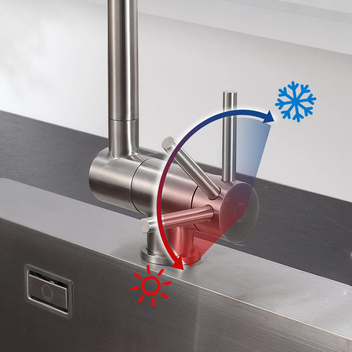 CECIPA Vorfenster Küchenarmatur Klappbar, Hochdruck Wasserhahn Küche, Flexible Mischbatterie Küche 3
