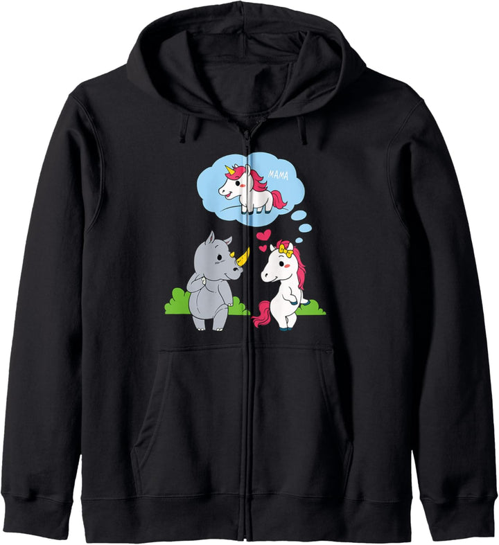 Nashörner und Pferd träumen von einem Einhorn baby Kapuzenjacke