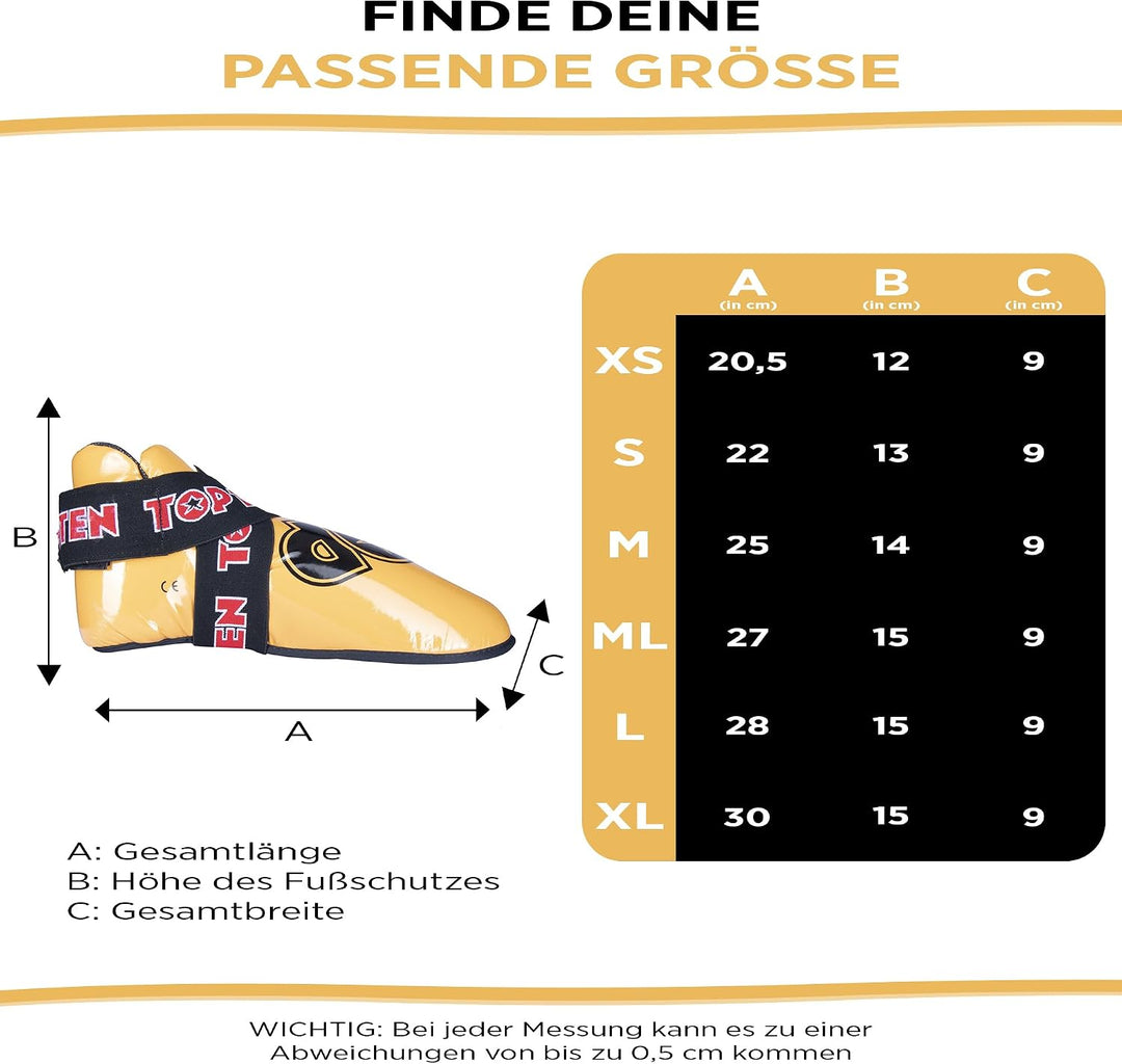 TOP TEN Fussschutz „Superlight“ für den Wettkampf, Gelb