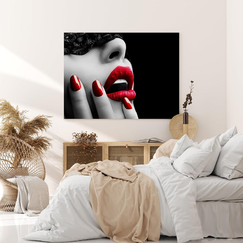 wandmotiv24 Leinwandbild 260 g/m² - Kunstdruck auf Leinwand - Wandkunst - Wandbild mit Frauen Lippen