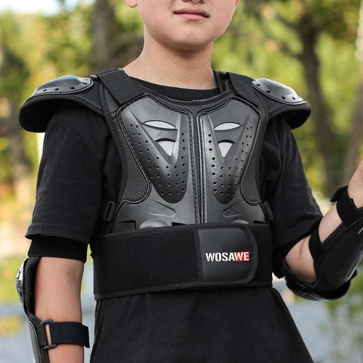 WOSAWE Kinder Motorradjacke Brustpanzer Weste-Schutz Motocross Enduro Sport mit Protektoren für 4-15