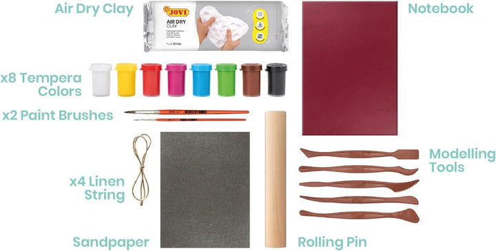 Jovi 2701 DIY Air Dry Birds - Bastelset für Vögel aus luftgetrocknetem Ton weiss + Farben und Werkze