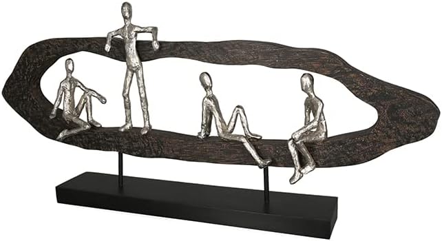 Casablanca modernes Design GILDE Deko Skulptur Figur - Beste Freunde - Hang Out Silber, Holz/Alu - B