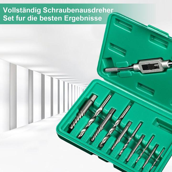 11 PCS Schraubenausdreher Set, Linksausdreher Set mit 5 Ausdrehern + 5 Bohrern + 1 Schraubenschlüsse