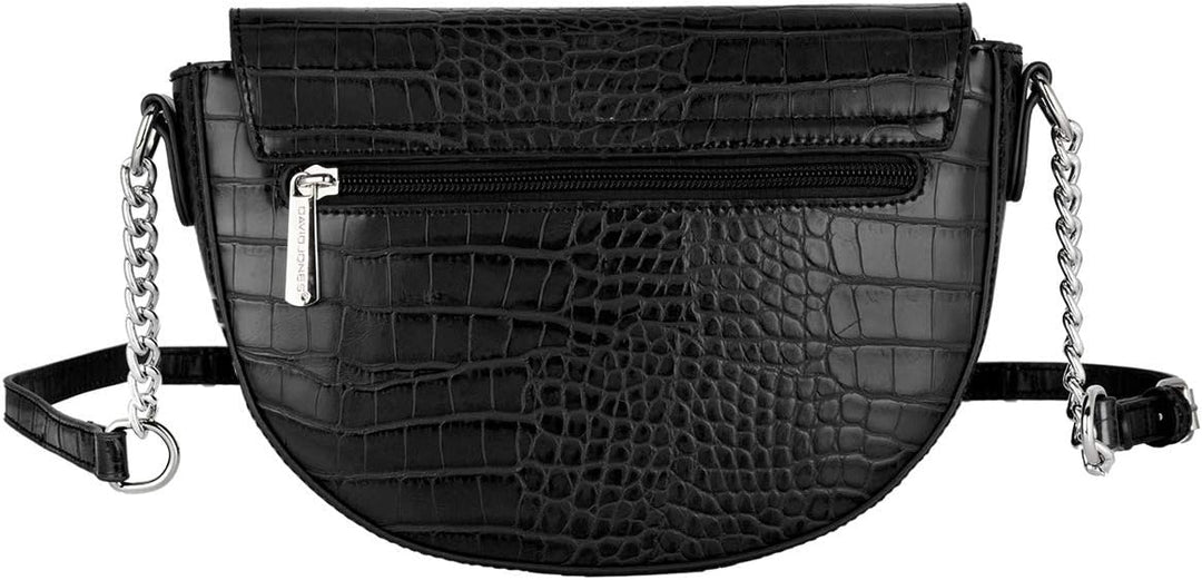 David Jones - Damen Kleine Krokodil Umhängetasche - Frauen Schultertasche PU Leder Halbe Runde Halbm