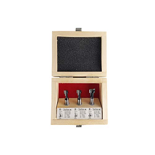 STIER T-Nutfräser-Set 3-teilig M5 M6 und M8 Schrauben, 8 mm Schaft, für Oberfräsen, T Nut Fräser, T
