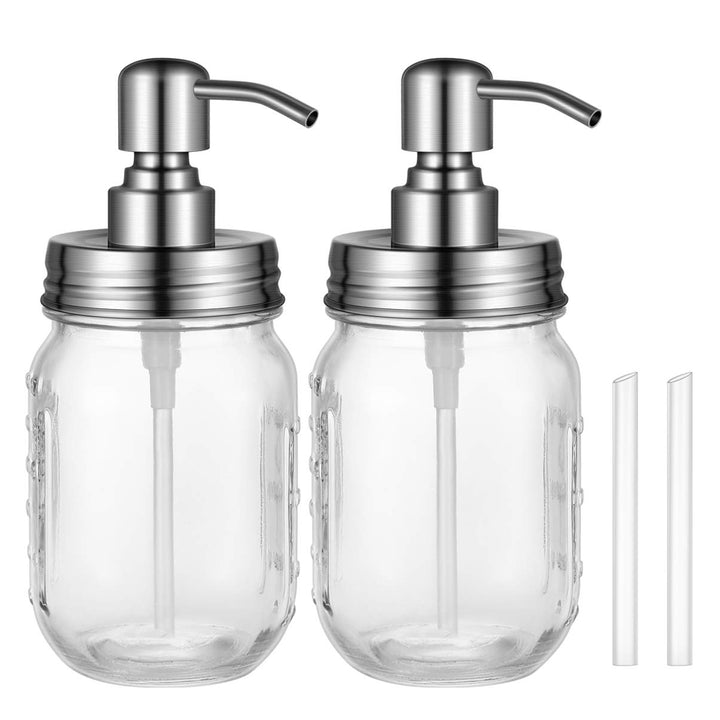 TOPBATHY Seifenspender mit Edelstahlpumpe Glas Flüssigseifen-Spender für Küche Badezimmer Shampoo Öl