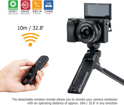 JJC Handgriff Stativ mit Bluetooth Fernbedienung für Sony ZV-E10 ZV-1 ZV-1F a1 a9 a9II A7C II, A7C R