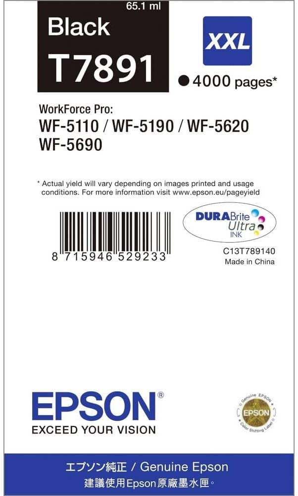 Epson Original T7891 Tinte, Singlepack schwarz, Extra hohe Kapazität