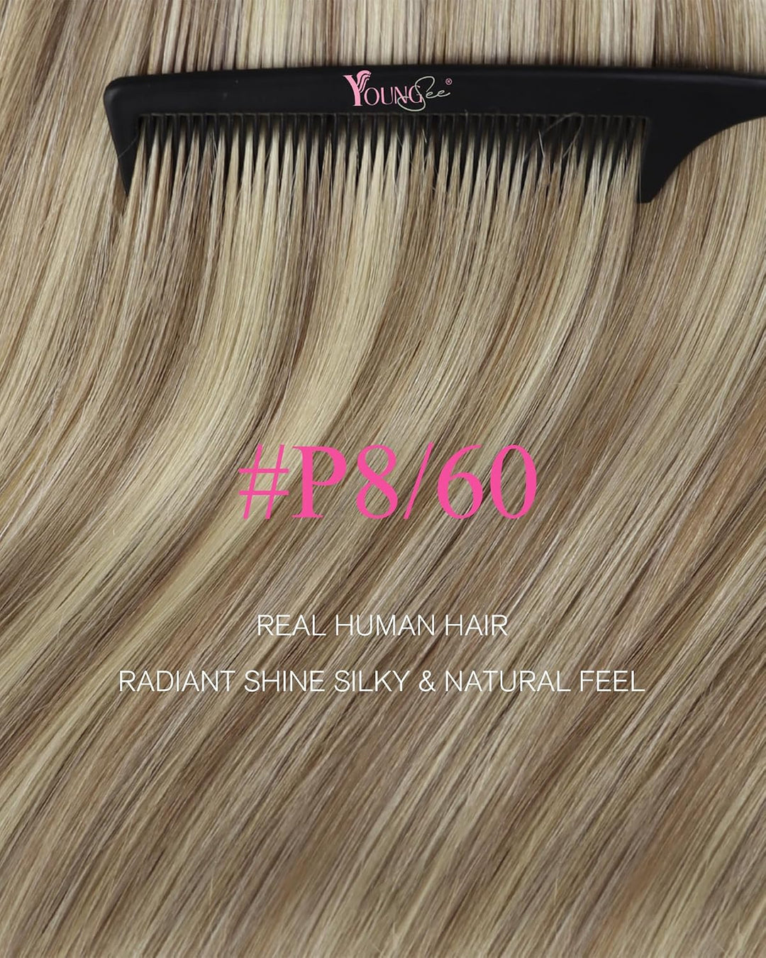YoungSee Echthaar Extensions Tape Hellbraun 60 cm Tape in Extensions Echthaar Braun Blond Tape in Ex