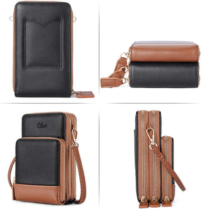 CLUCI Handy Umhängetasche Damen PU Leder Retro Portemonnaie Kleine Geldbörse Damen Schultertasche mi