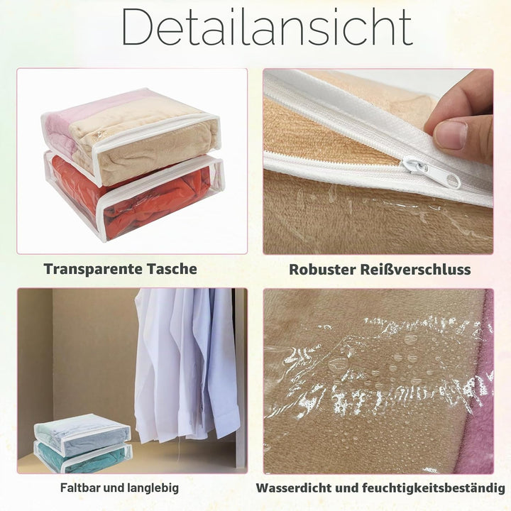 20 Pack Klare Vinyl-Kleideraufbewahrungstaschen mit Reissverschluss,26 x 26 x 6 cm,Faltbare Plastiks