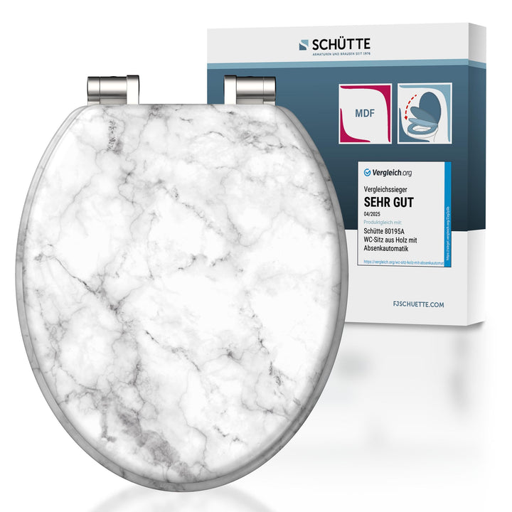 Schütte WC-Sitz MARMOR mit Absenkautomatik aus Holz Toilettensitz mit Klodeckel, Holzkern Toilettend